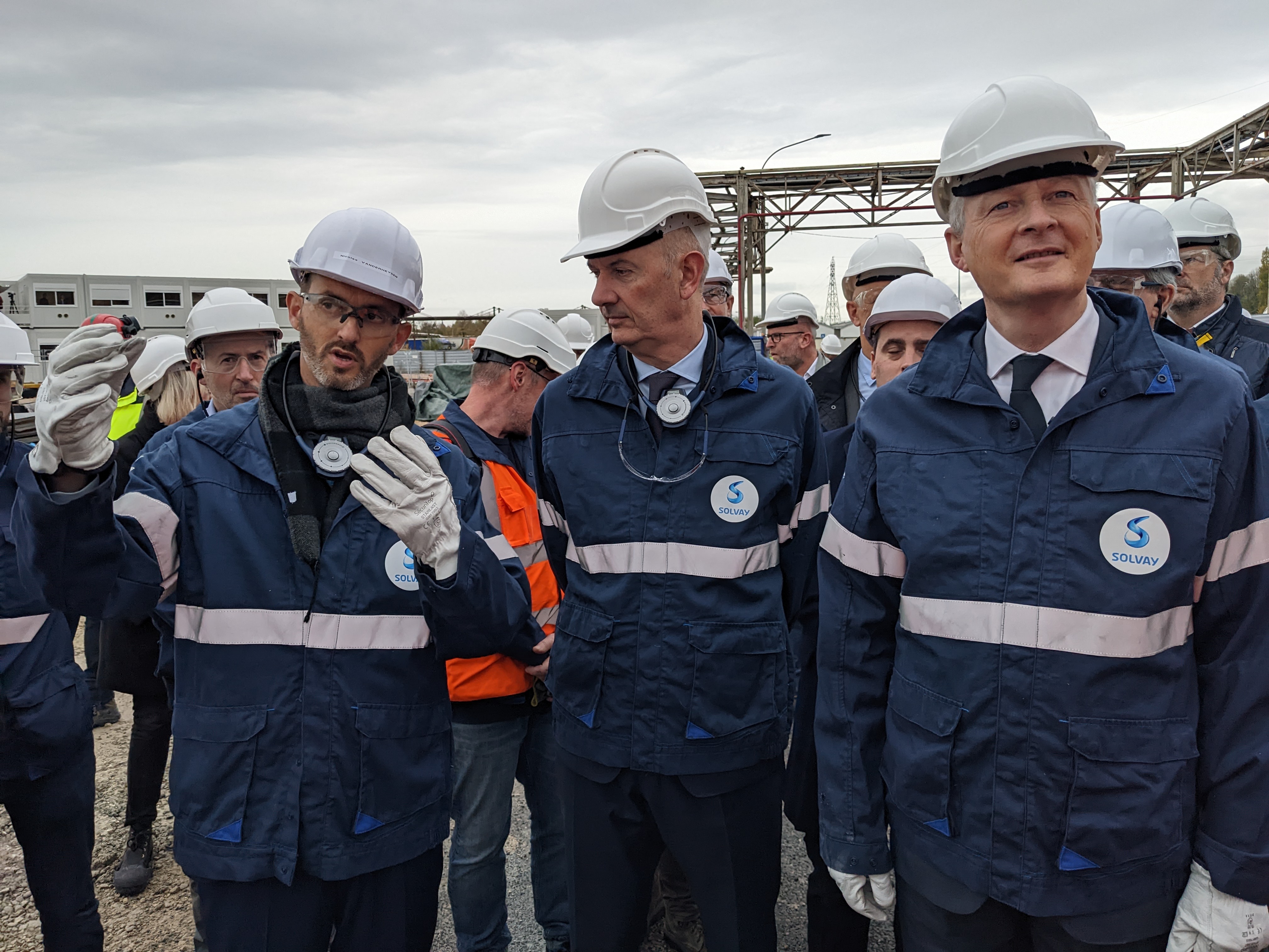 Nicolas van der Heyden, Bruno Le Maire, Roland Lescure - Solvay Dombasle - le 9 novembre 2022 Nicolas van der Heyden, Bruno Le Maire, Roland Lescure - Solvay Dombasle - le 9 novembre 2022