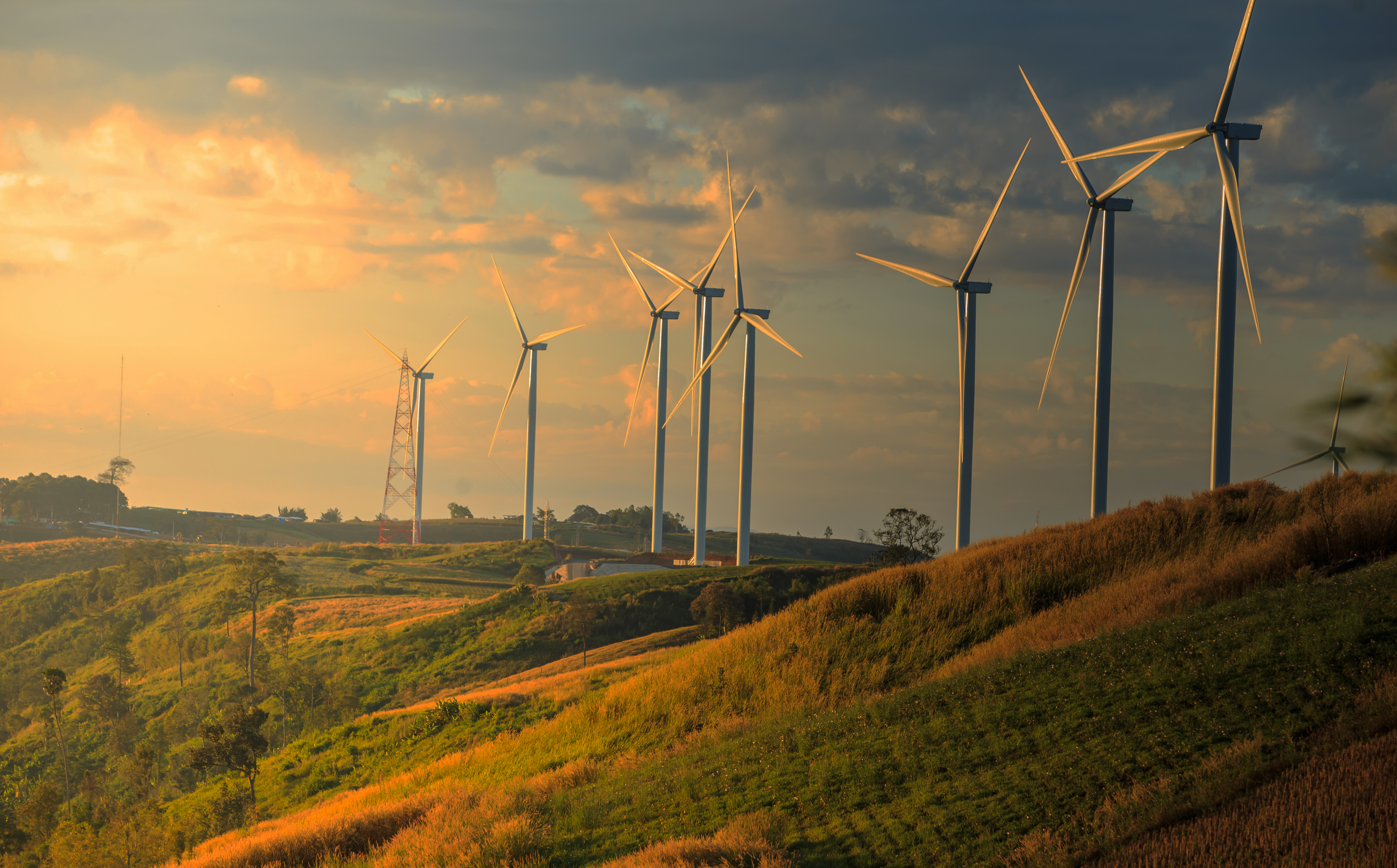 Wind turbines on sunny morning Wind turbines on sunny morning