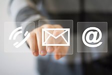 Hand pressing contact by email button