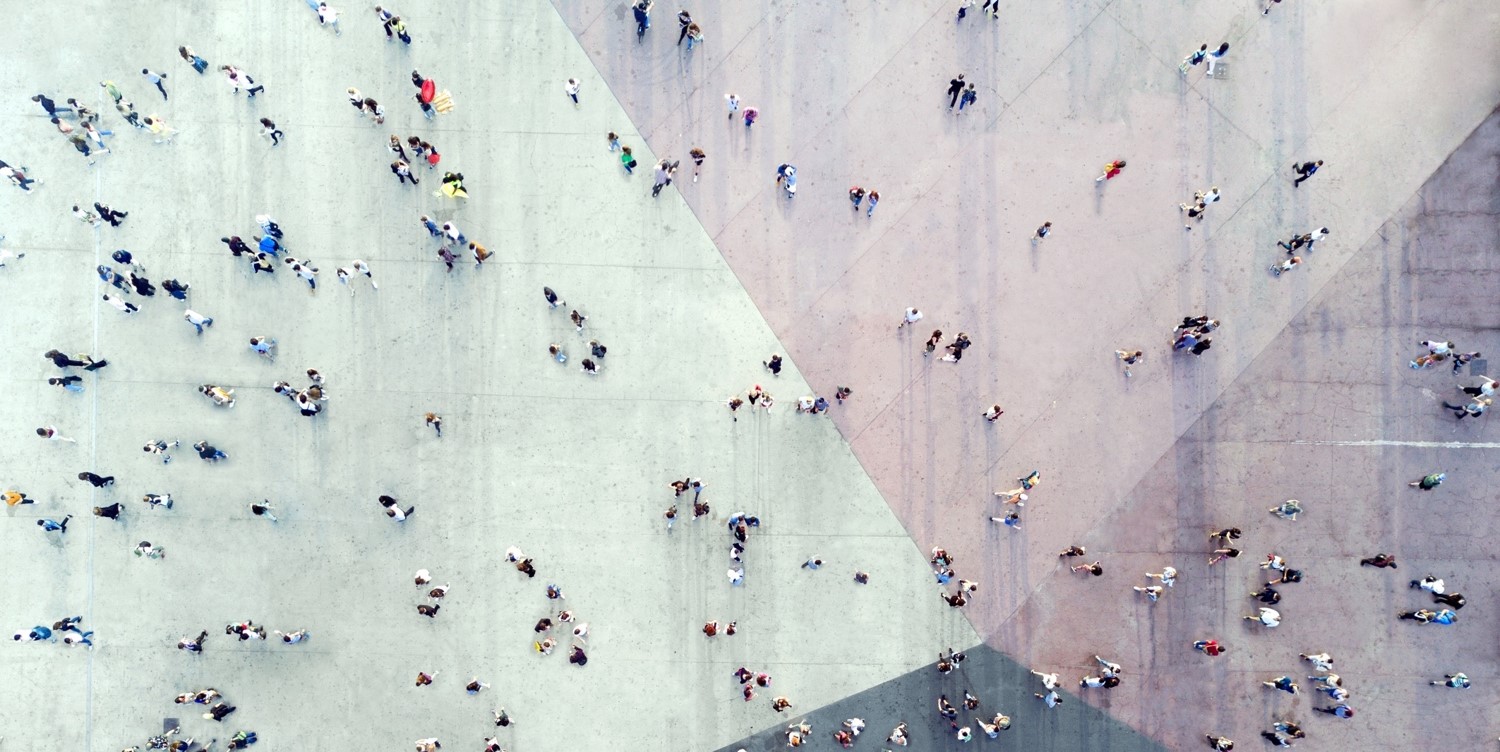 Aerial photography of a group of people Aerial photography of a group of people