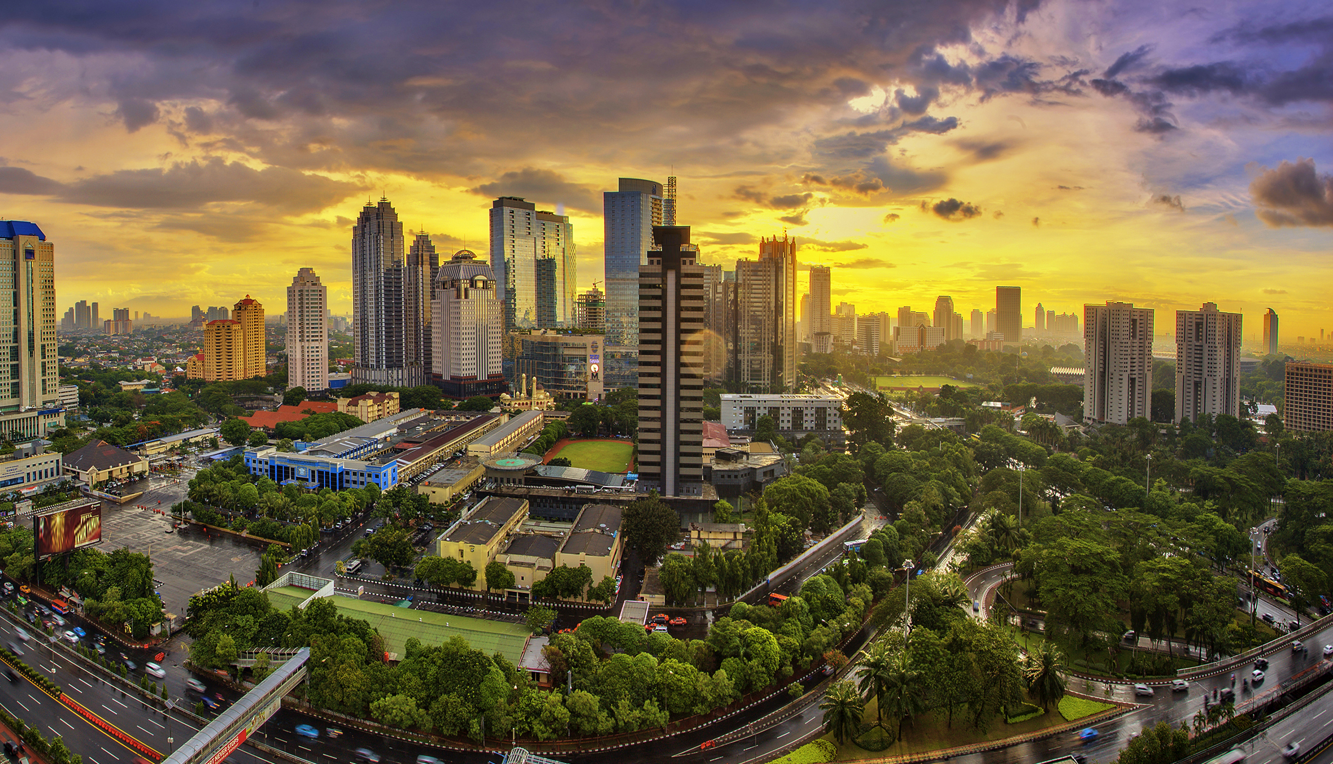 Джакарта страна. Озеленение города. Indonesia.