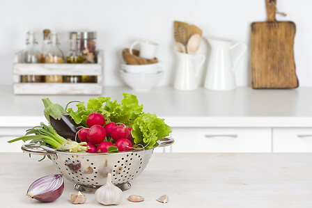 colander with fresh vegetables