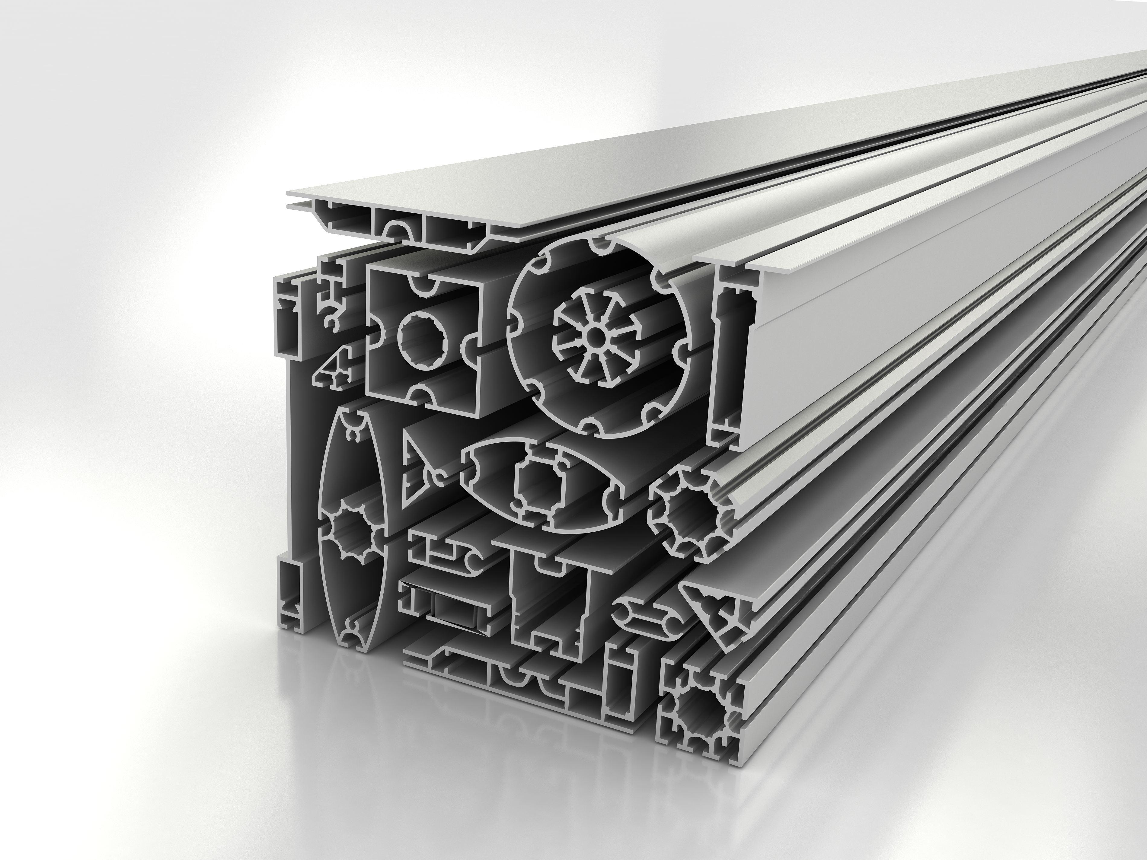 Aluminium Profiles in Perspective view - Metal cleaning Aluminium Profiles in Perspective view - Metal cleaning