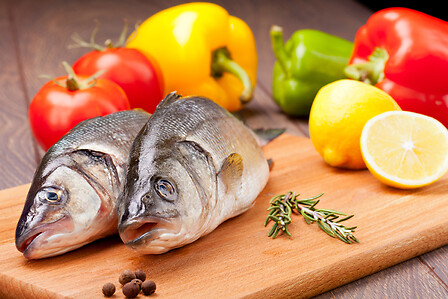 Raw fish on the table